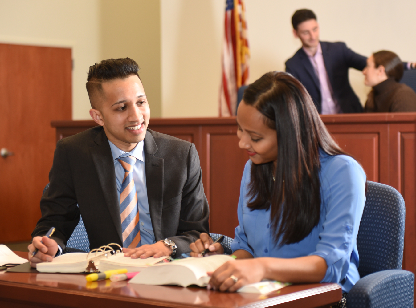 Two students working in courthouse