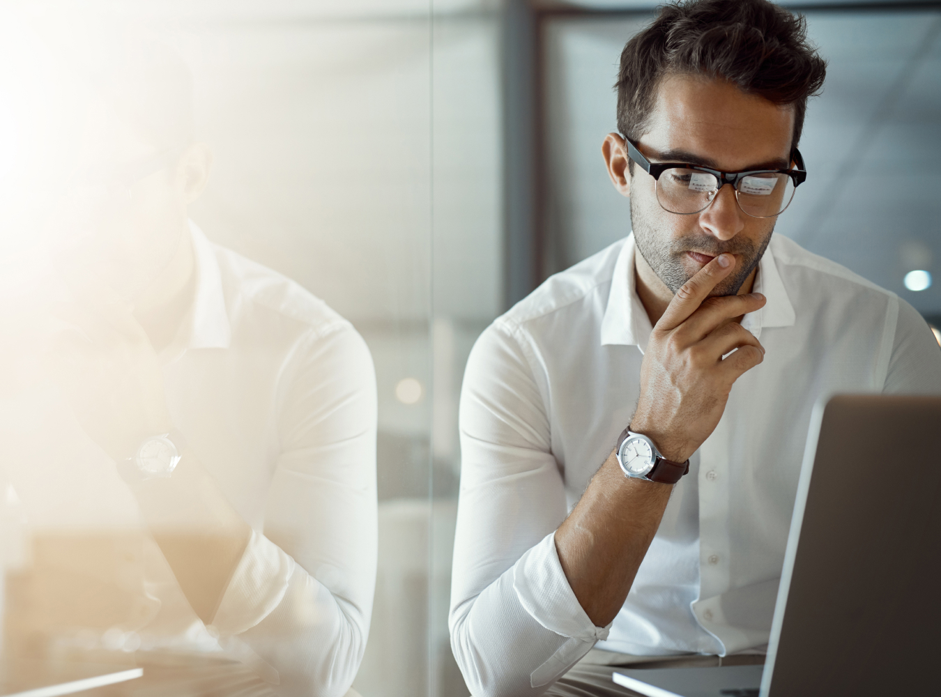 Man attending online class on computer