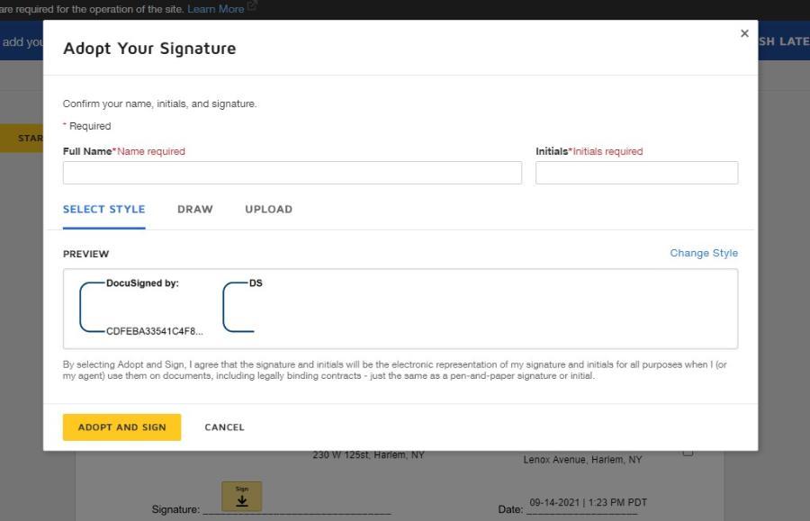 Adopt your signature page