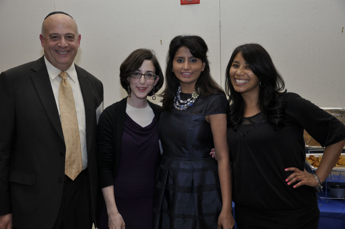 L-r: Graduate School of Technology Dean Issac Herkowitz; Chaya Klugmann; Shirin Charaniya; and Paula Inestroza