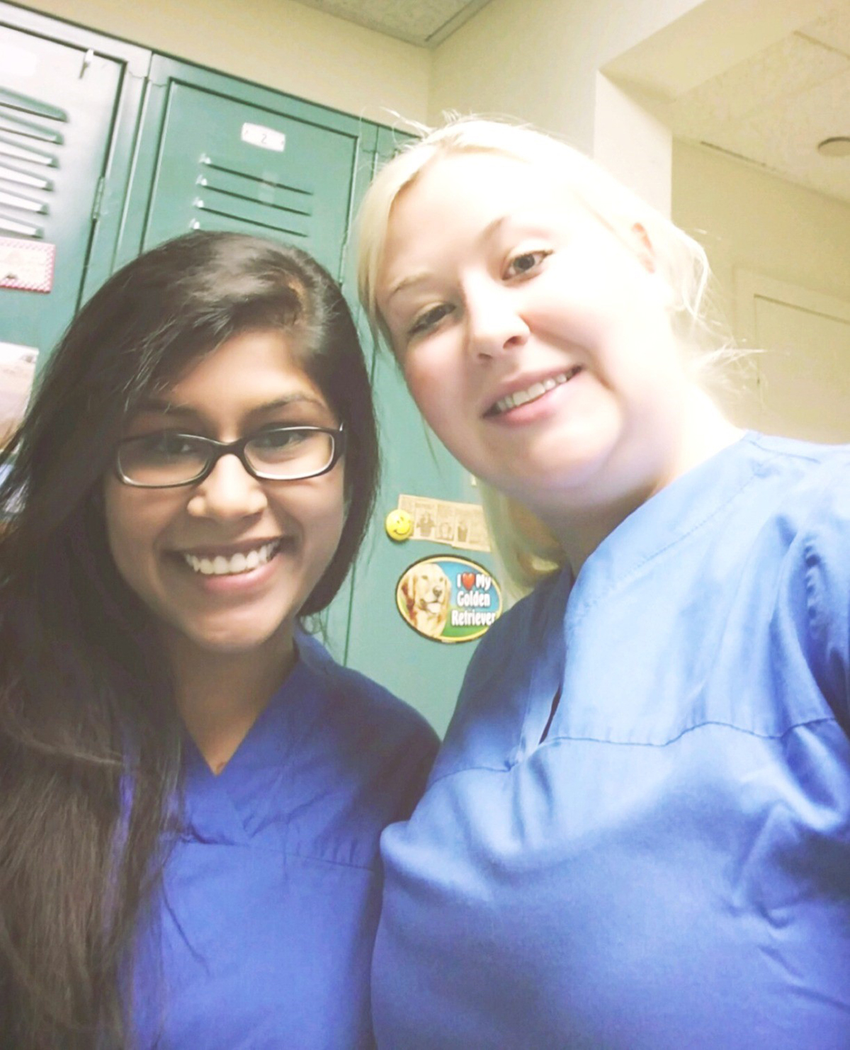 Scrubbing into eye surgery at Sharon Hospital. Pictured: (Left) Yamini Chalikonda, OMS-II & (Right) Lauren Roach, OMS-II