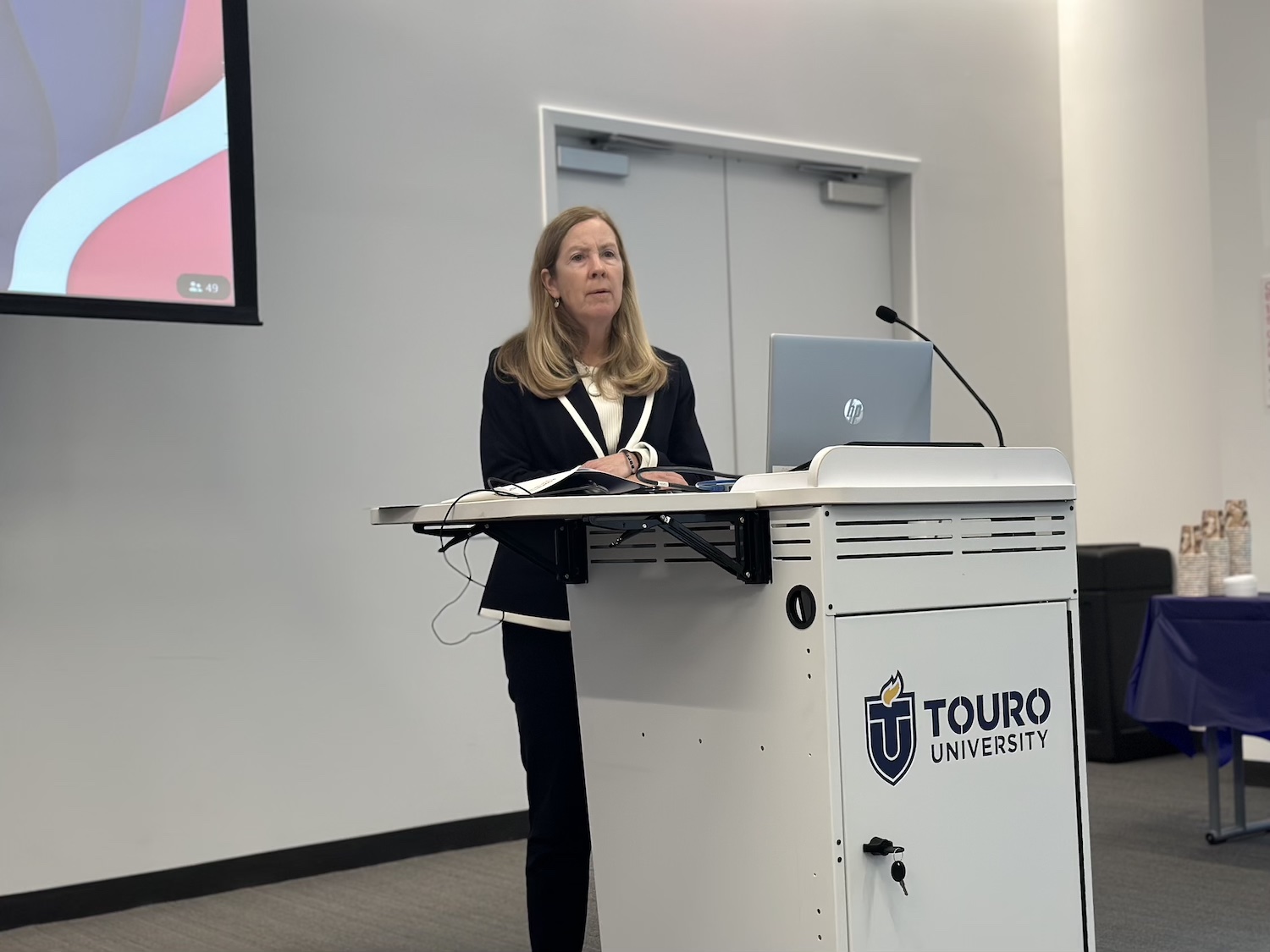 Research Day 2024 keynote speaker Lorah Perlee, PhD, VP of Strategic Program Direction and Hematology and Global Program Head in Regeneron Pharmaceuticals.