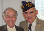 Aron Krell survivor liberated from Gunskirchen (left), Alan Moskin liberator of Gunskirchen (right)