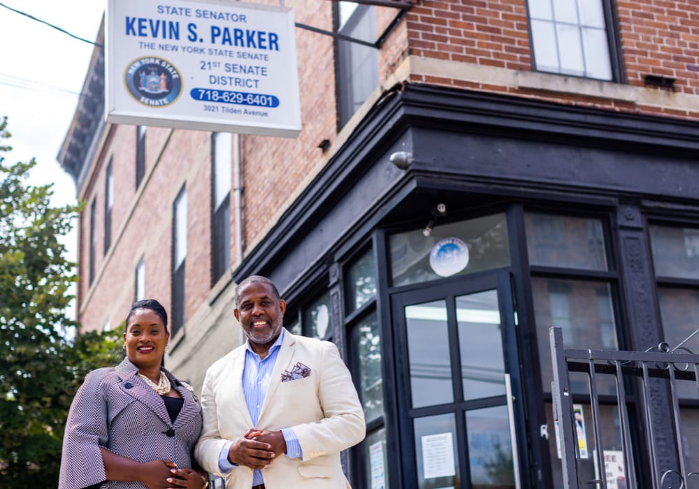 Coralanne Griffith-Hunte with Senator Kevin Parker